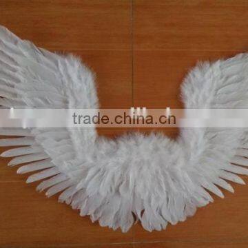 White Open Swing V Shape Costume Feather Angel Wings Adult