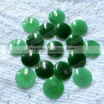 Wholesale 14mm Dyed green jade round cabochon for jewelry making