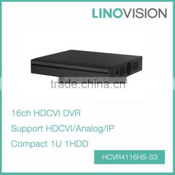 Compact 16CH 1U ONVIF 720P-Lite H.264+ HDCVI DVR , Support HDCVI/Analog/IP