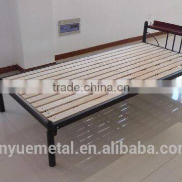 Metal Bed with Wood Headboard and Slats