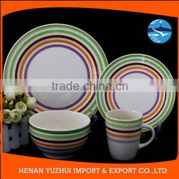 Chinese porcelain dishes dinner set hand-made stoneware plate and bowl and dishes colorful tableware