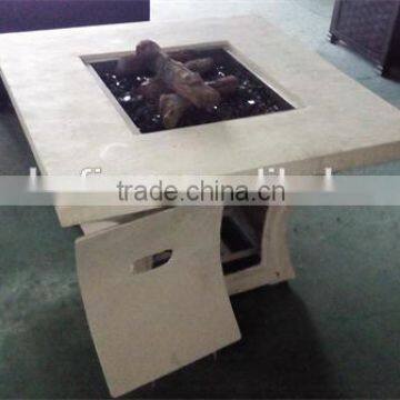 Square Magnesia Gas Fire Pit Table