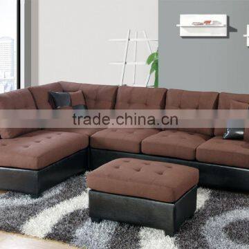 Top Grain Fabric with Leather modern corner sofa