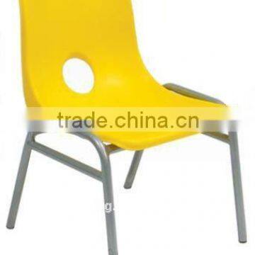 Yellow plastic and steel tube child chair