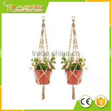 Wholesale Promotional Garden 4 sets Plant Hanger Macrame Jute 4 Legs 48 Inch with Beads AM6832, #1 Best Recommended