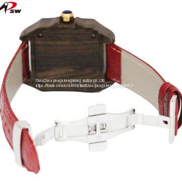 Luxury Men Watch Square Watches Case Stainless Steel Wooden Watch With Butterfly Buckle photo-5