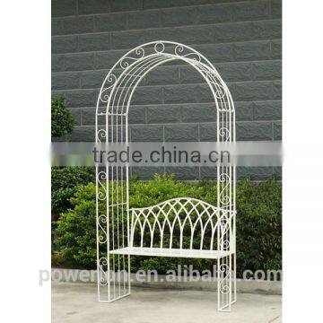 Garden Wrought Iron Pastel Green Garden Arch Outdoor Archway With Bench photo-2