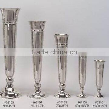 silver plated metal trumpet shiny flower vases for wedding