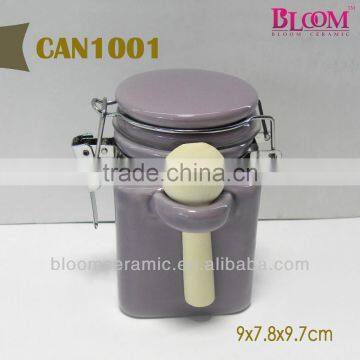 Porcelain sealed canister with scoop