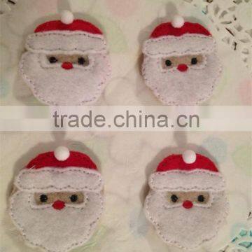 Hot sell Cute Red and White Felt Santa's Face Mini Applique made in China