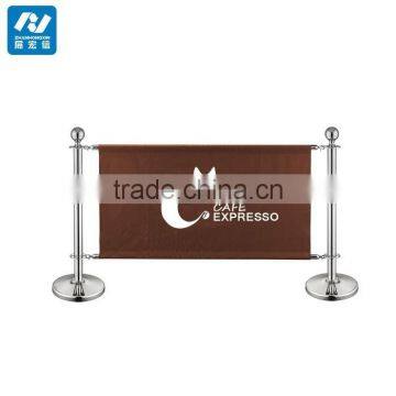 round top chrome cafe barrier with canvas