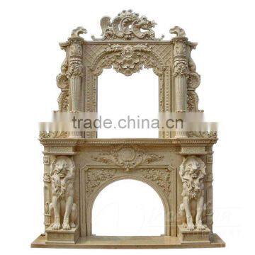 European traditional statuary carved overmantel outdoor marble fireplaces