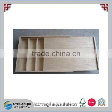 unfinished wooden compartments divider wooden box with sliding lid