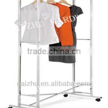 2016 China supplier stainless steel clothes rack/coat rack/garment rack with 4 wheels