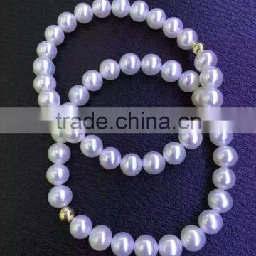 7-8mm White Near Round Freshwater Pearl Bracelet photo-2
