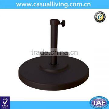 Round Concrete Weighted Powdercoated Steel Umbrella Base, Black Frame