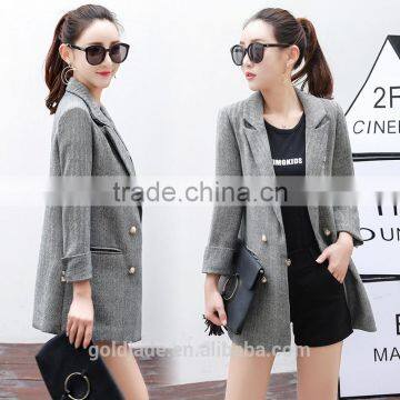 Custom Design Ladies Korean Fashion Linen Jackets Loose Fit Casual Jackets