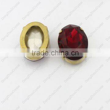 Factory price DZ-3002 decorative lead free oval light siam crystal stone for garment accessories