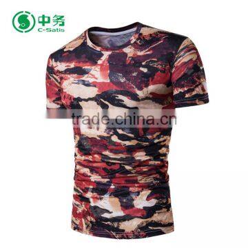 New Style Summer 100% Cotton Short Sleeve Camouflage Printed T Shirt for Men photo-3