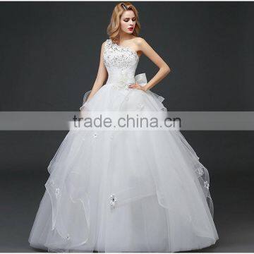 2017 novelty design beaded one-shoulder plus size wedding dress