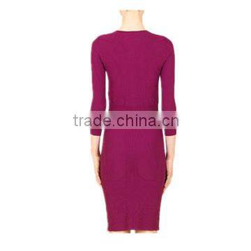 Fuchsia Strech Casual Trendy Ladies Twinset Dresses photo-3