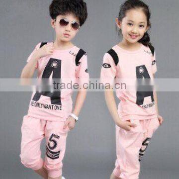 boys and girls letters printed two-piece sports suits for summer