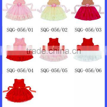 Children 1-6 Years Old Teenage Girl Frock Design Plain Red Lace Baby Girl Little Princess Party Flower Puffy Dress photo-6