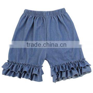 best seller denim shorts for kids summer deep blue jean shorts baby girl ruffle shorts