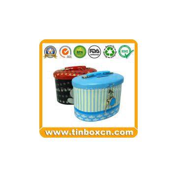 Saving Tin Box,Metal Tin Money Box,Tin Coin Bank,Tin with Lock