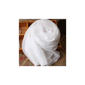 Pure White Silk Scarves For Painted