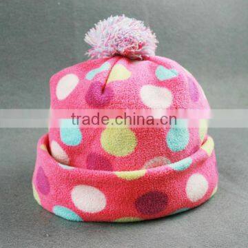 polar fleece beanie hat for children with animal pattern