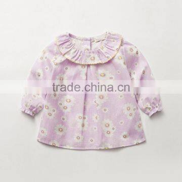 Baby Girls Pullover Top Elastic Cuff Purple Long Sleeve Crewneck Tee Shirt