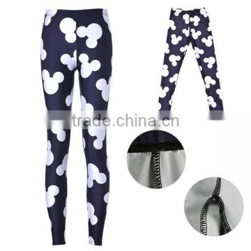 Lady Girl Black White Mouse Print Leggings Stretchy Sexy Leggings Pencil Pants