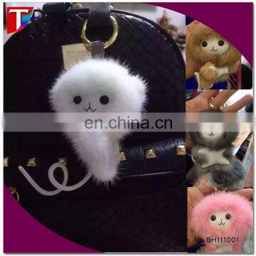 2016 super cute winter fur golden monkey keychain funny fur monkey bag charm