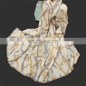 2017 Wholesale Fashion Women Print Wool Silk Reversible Scarf