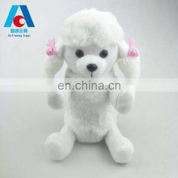 Cute 20cm white plush dog toys hold candy bag