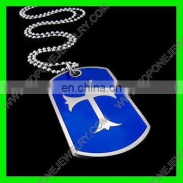 2014 Latest Design blue color cross dog tag 2014 new coming products fashion jewelry China Best Steel Jewelry Manufacturer