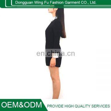 Competitive price OEM Breathable lapel Long Sleeve pure black dress