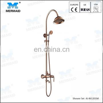 New style luxury rose gold bathroom wall mounted shower set rainfall shower faucet