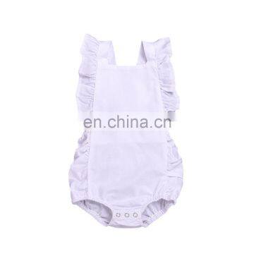 Girl bubble Romper Plain Cotton Baby Romper Ruffle Jumpsuit