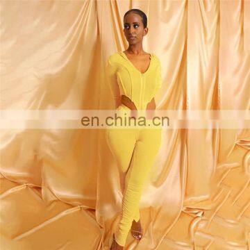 Long Sleeve Solid Cardigan Hooded Top Sexy Low Neck Bellybutton Tight Pants Stacked Suit Women Two Piece Set photo-6