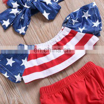 Infant Girl 3pcs Set July 4th Baby Tops+ Shorts +Headbands Outfit for 0-2T Independence Day photo-6