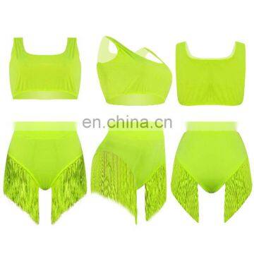 RST New Fashion Fluorescence Green Tassel Bikini Custom Logo Bikinis 2020 Women Swimwear Beachwear Buckle Swimwear photo-7