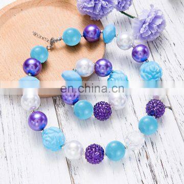 Girl Blue Necklace Bracelet Set Children Boutique Beauty Charms Necklace Jewelry Gift photo-2