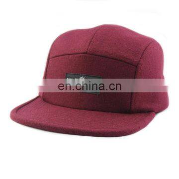 Burgundy melton wool camp hat with adjustable 5 panel hats