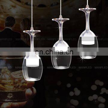 Wine Glass Shape Acrylic Contemporary LED Chandelier Dining Room Three Head pendant lights