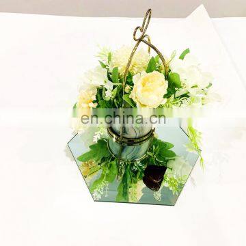 Glass Mirror Candle Plate for Wedding Christmas Party Table Decorations Mirror Centerpieces