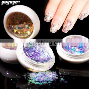 3D Gel Polish Yayoge Rose Red Clear Nude blue Glitter Color Sequins Nail set