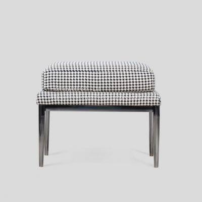 Modern rectangular fabric stool LC1711 black-white fabric upholstery stainless steel base living room bedroom furniture