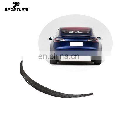 JCSPORTLINE Carbon Fiber Car Rear Tail Spoiler for Tesla Model 3 2017 - 2020